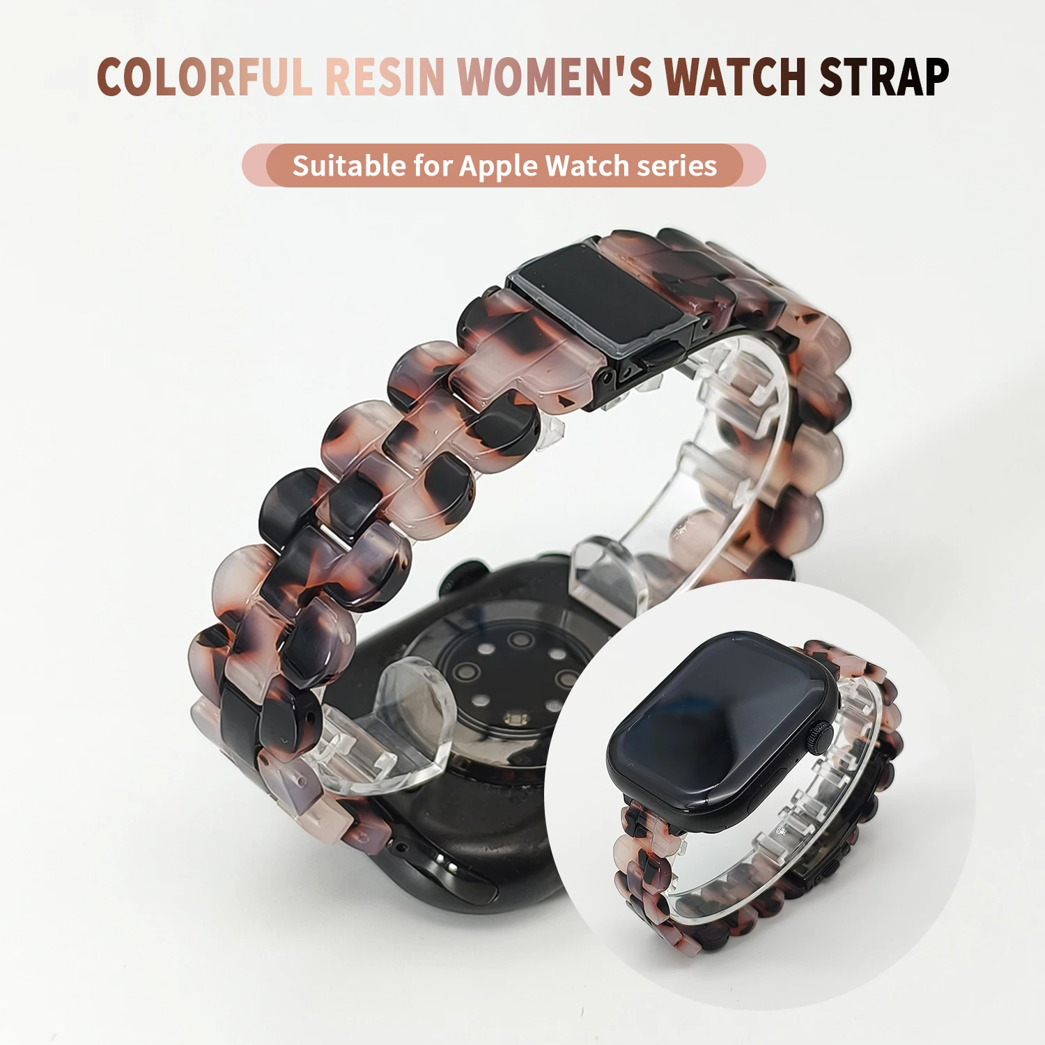 

Эллиптический красочный ремешок из смолы для Apple Watch S10 42/46 мм 44/45/41/40/38 мм, женский ремешок для ремешка серии IWatch