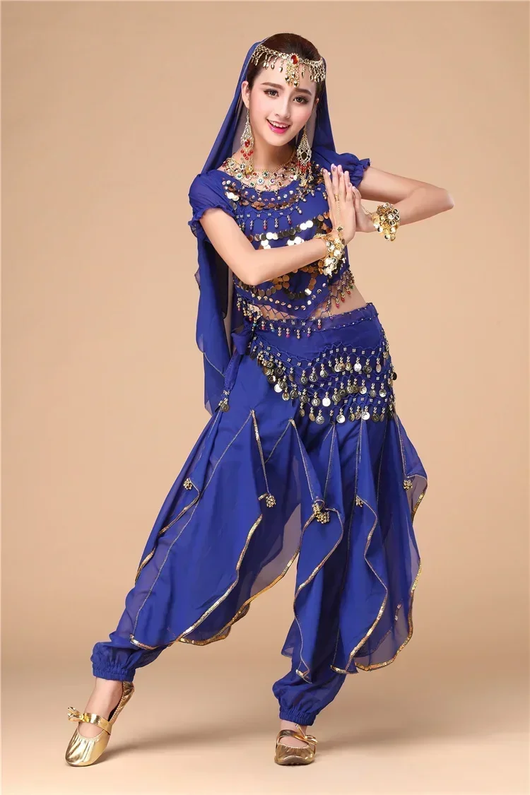 4PCS Belly Dancing Costume Sets Egypt Belly Dance Costume Sari Indian Clothing Women Bollywood Indian Belly Dance Pant