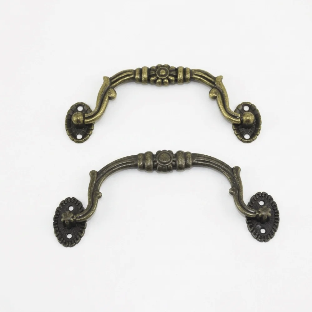 Alloy Antique Drawer Pulls Antique Bronze Classical Style Dresser Handles Arched Handle Decorative Cabinet Handles