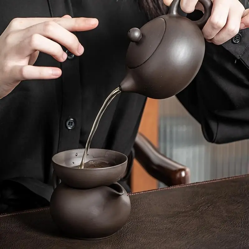 Yixing Purple sand tea set black ceramic kung fu Teapot  Purple sand teapot teacup gaiwan Tureen tea ceremony
