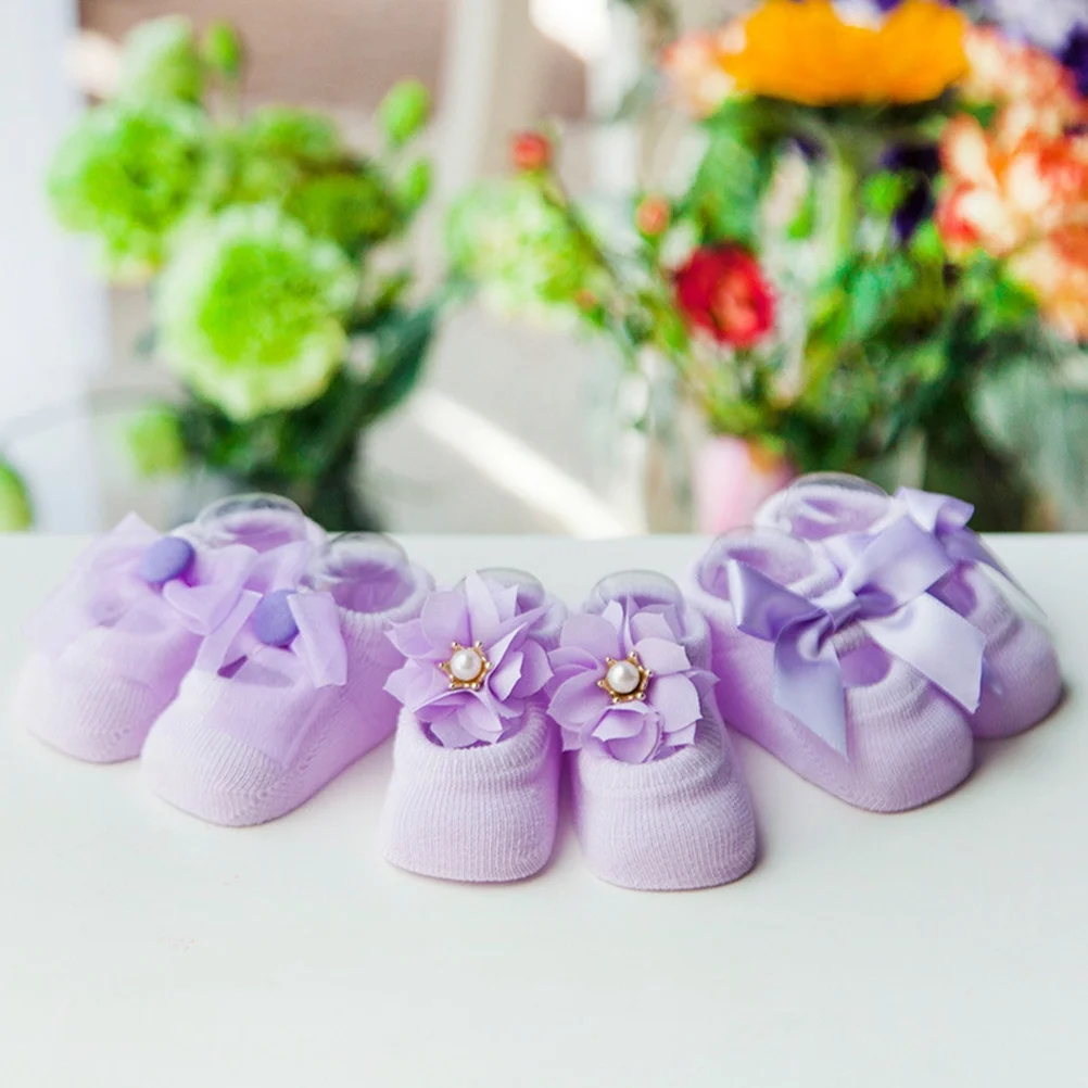 1 زوج عدم الانزلاق الطفل الجوارب لينة تنفس مكافحة الدانتيل زهرة ربطة القوس فيونكة جوارب يمكن السير بها على الأرض لمدة 0-36 شهرا برتقالي فاتح حجم م