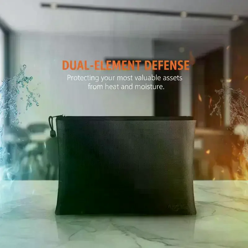 

Огнестойкая и водонепроницаемая сумка разных размеров, маленькая сумка для хранения удостоверений личности с застежкой-молнией для сертификатов, денежных карт (черный, серебристый) 1 шт.