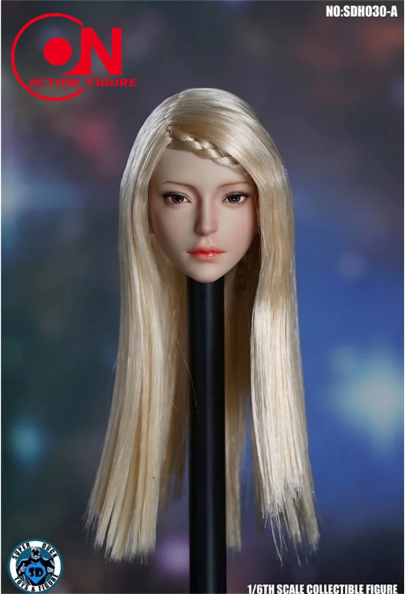 

SDH030 1/6 Female Long Straight Hair Head Elegant Sculpt Carving Model Fit 12'' PH TBLeague Pale Skin Action Figure Body Doll