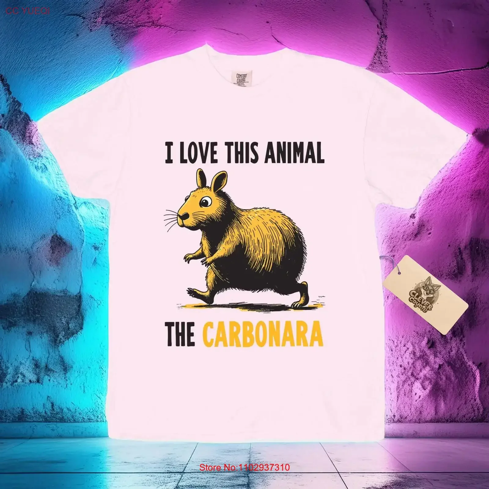 Camiseta de capibara Carbonara Meme Funny Merch vintage lavada Unisex ligeramente Top para uso diario streetwear gráfico estirado