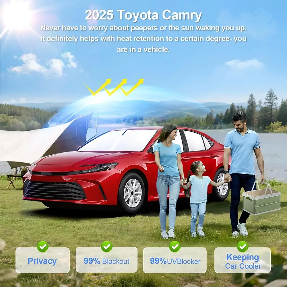 تويوتا كامري 2025-2026 مظلات نافذة السيارة، تغطية كاملة للحماية من الأشعة فوق البنفسجية، استخدام الخصوصية والتخييم #2