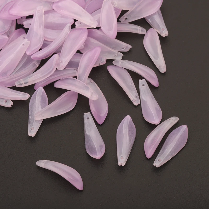 10-50pcs Flower Petal Charms 9x25mm Orchid Cymbidium Pendants Czech Glass Loose Beads For Earrings Hair Jewelry Making DIY