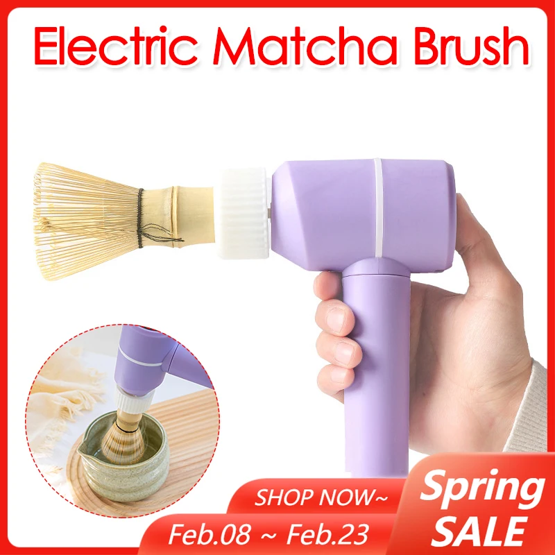 Batidor eléctrico de bambú, cepillo Matcha, 3 engranajes ajustables, herramienta Matcha de batido rápido, herramientas de fabricación de té DIY para el hogar, carga tipo C