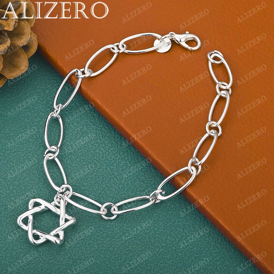 925 Sterling Silver Hexagram Star Pendant Chain Bracelet For Women Fashion Jewelry Classic Charm Birthday Gift Party