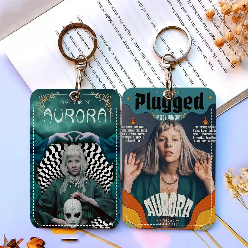 Hot Singer A-Aurora A-Aksnes Style PU Access Card Holder With Keychain - Executive Protection For Bank Card,Subway, Bus Card