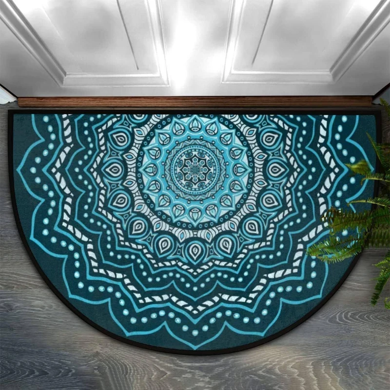 Entrance Doormat Welcome Rug Stain-resistant Dirt-resistant Floor Mat Solid Color Semi-circular Floral Home Decorative Carpet
