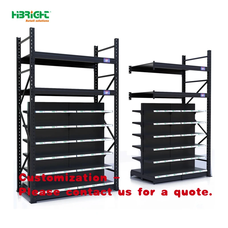 custom.Highbright Double-Sided & Single Sided Metal Supermarket Rack 10 Shelves 2100mm Height Fruit Vegetable Display Retail