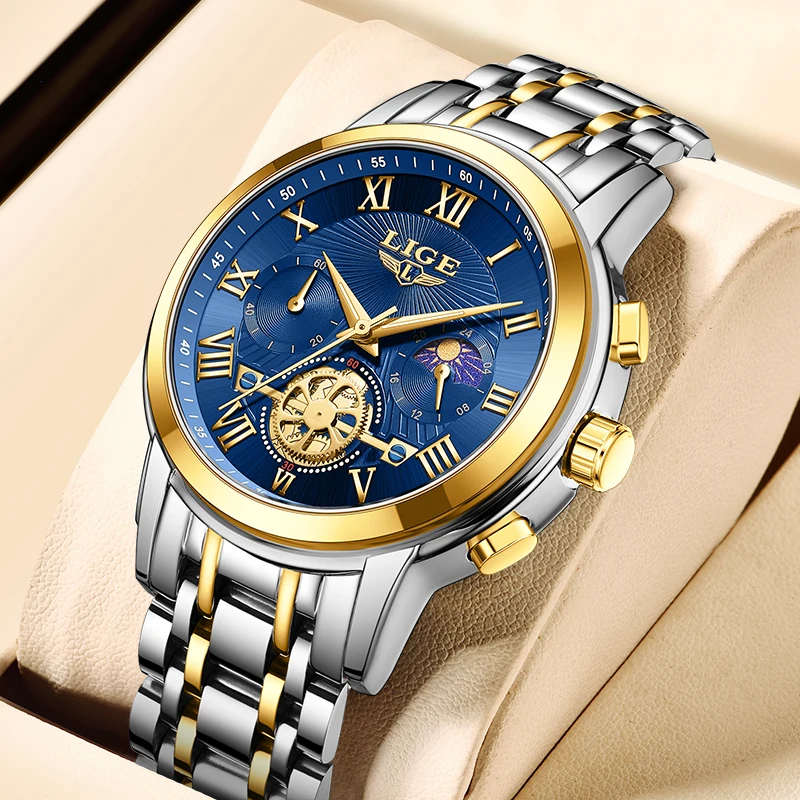 LIGE Top Brand Luxury Mens Watch Fashion Casual Automatic Watches Men Business Waterproof Quartz Wristwatches Male Reloj Hombre