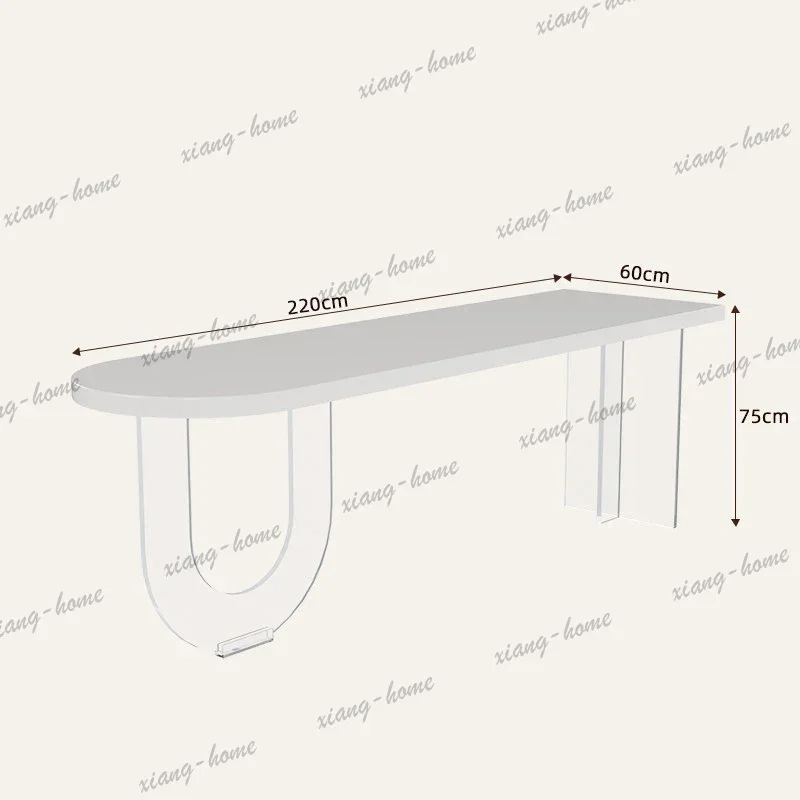 YJ Italian Style White Solid Wood Desk Nordic Creative Oval Acrylic Floating Computer Desk Study Bedroom Furniture مكتب عائم FYF