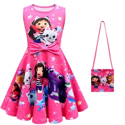 Gabby Cats Kids Clothes Girls Gabby's Dollhouse Dress Summer Sleeve Bow Sundress Baby Children Birthday Party Princess Dresse