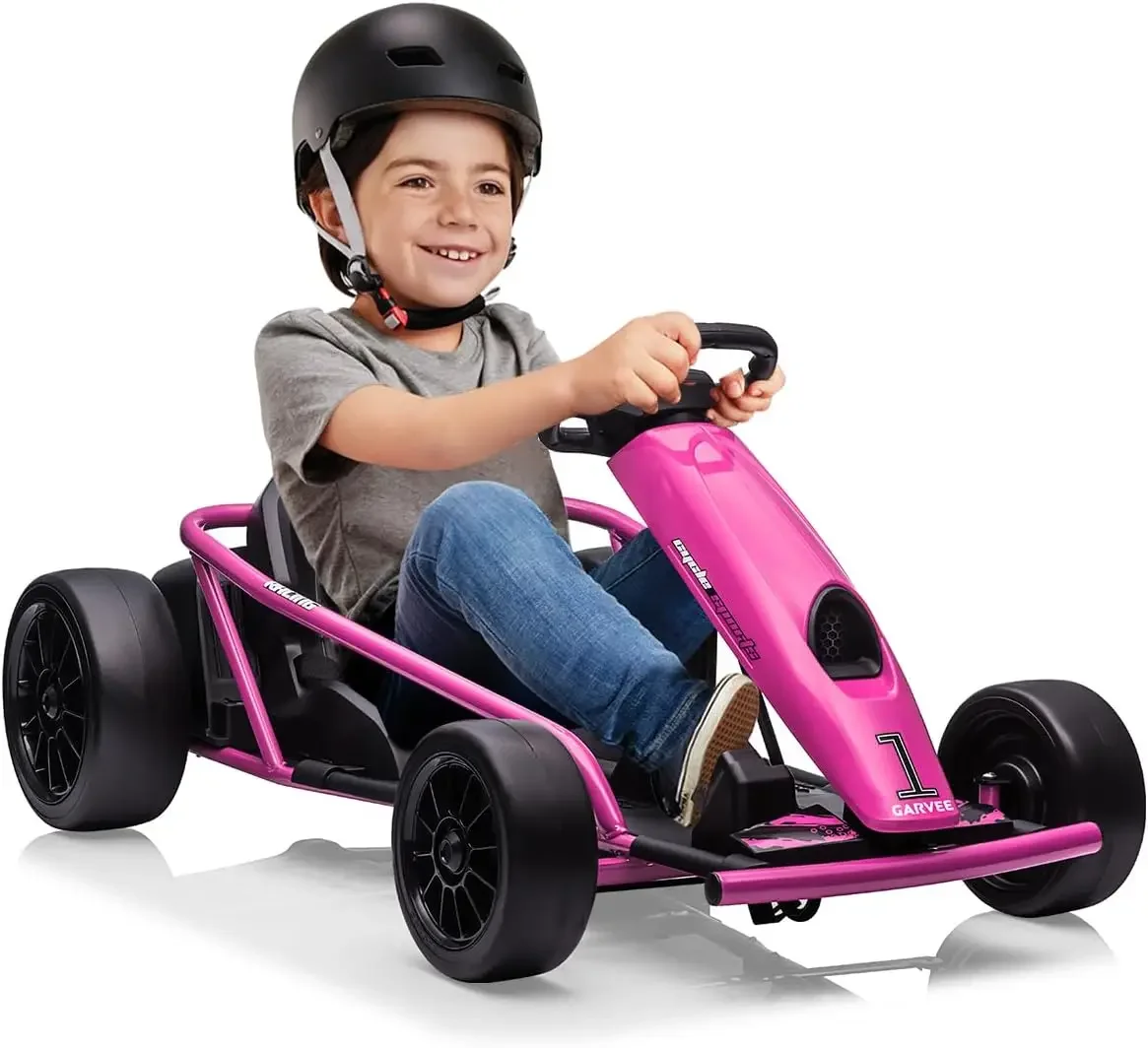 

Garvee 24V Go Kart Car for Kids, 9Ah Battery 2x300W Motors 8.1MPH Fast Speed, Drifting Circling Riding Racing Car for 8+ Years,