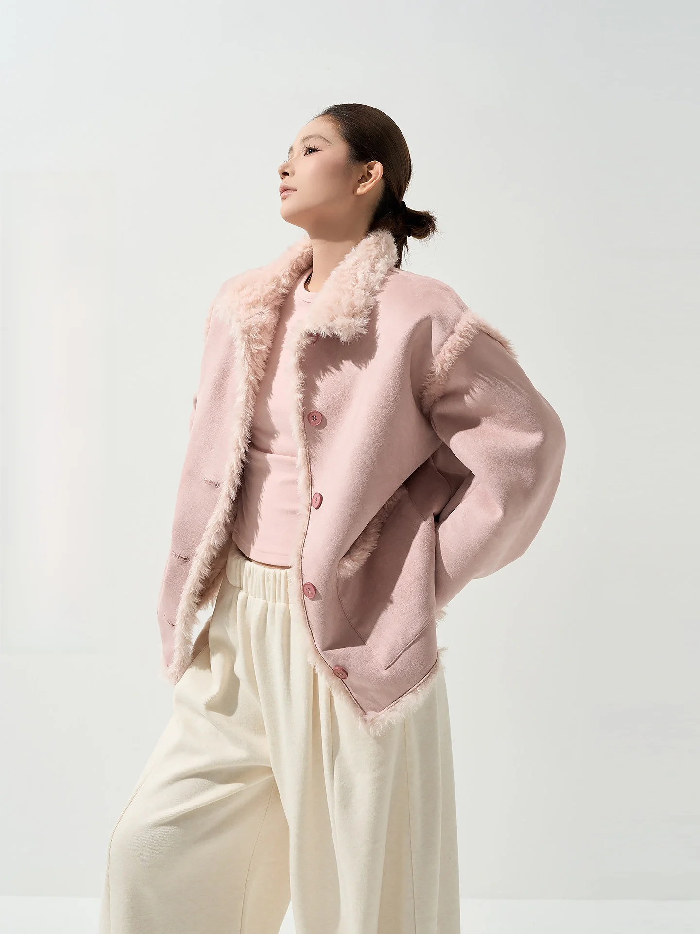 

Warmth Women's Long Sve Suede Jaet Autumn Winter Casual Sle Loose Coat Button Closure Color Outerwear