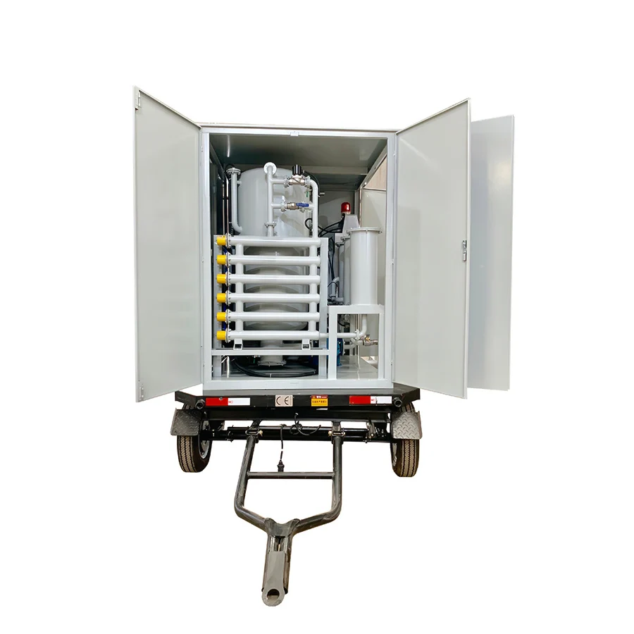 Impianto mobile per filtrazione dell'olio con trasformatore a vuoto a doppio stadio di tipo esterno