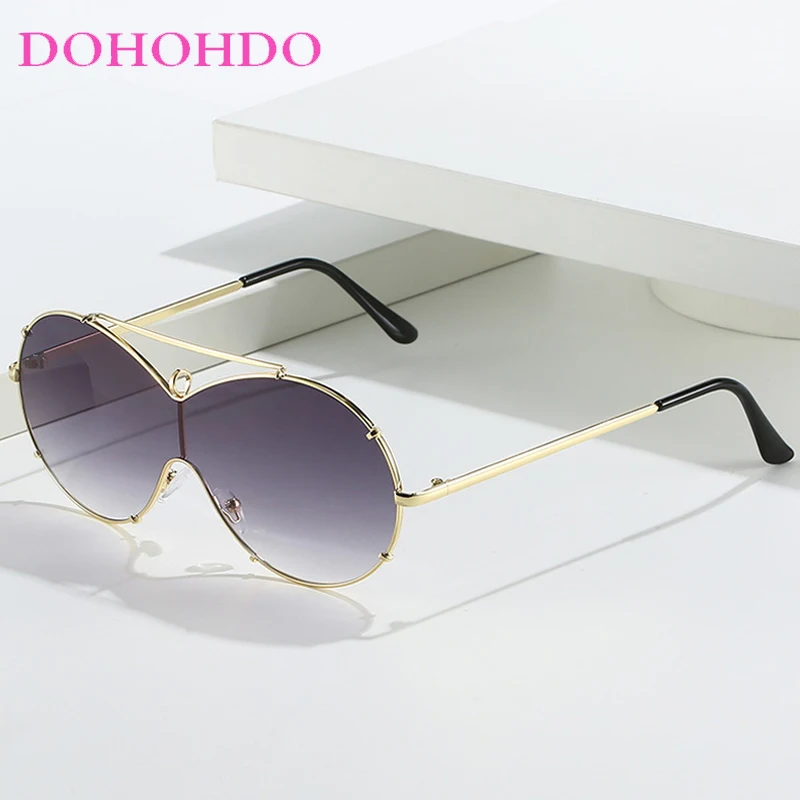 

Trendy Y2K Steampunk Oval Pilot Rivet Women Sunglasses Fashion Designer Metal Men Sunglass Outdoor Travel Shades Ladies UV400