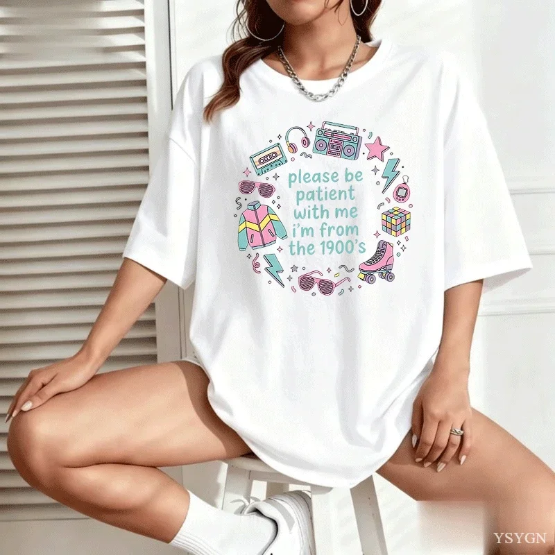 Funny Millennial Graphic Print Tee Please Be Patient With Me I'm From the 1900s Funny Meme Shirt Men Women Streetwear Tops