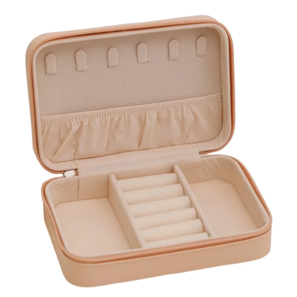 

Leather Trinkets Storage Organizer Dustproof Large Capacity Portable Jewelry Organizer Solid Color Simple Jewelry Display Box