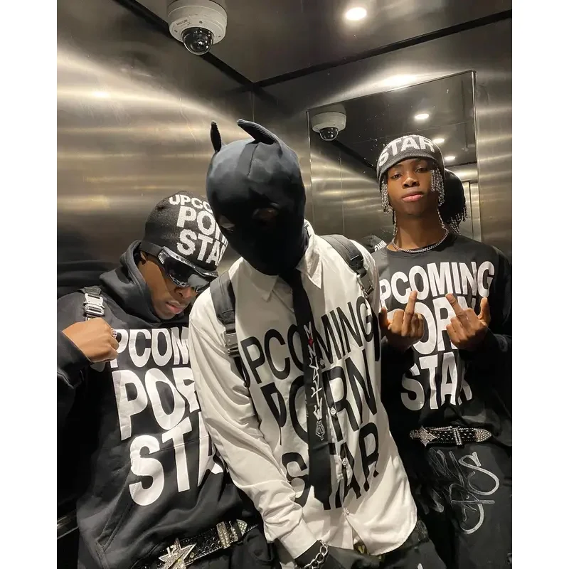 Y2K hip hop letter print zipper hooded sweatshirt men women 2023 new Harajuku fashion casual zipper pullover hooded streetwear