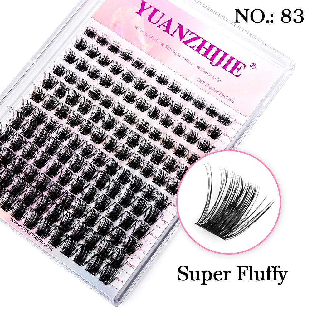 YUANZHIJIE DIY 120 STKS Cluster Wimpers 3D Natuurlijke Bos 8-16mm D Krul Gesegmenteerde Beam Individuele Nertsen getufte Wimper Fijne Lash Tip