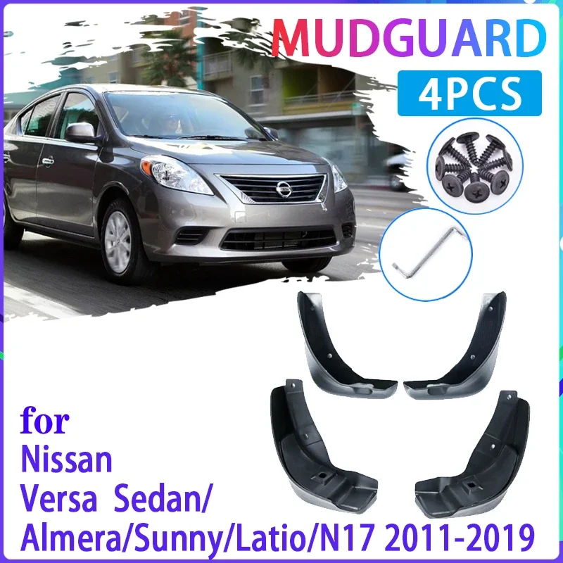 Car Mud Flaps for Nissan Versa Sedan Latio Sunny Almera N17 2011~2019 Mudguard Splash Guards Fender Mudflaps Auto Accessories