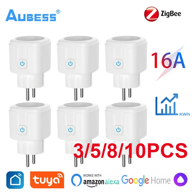 

Aubess Zigbee Smart Plug 16A EU Smart Socket With Power Monitoring Timing Function Voice Control Via Alexa Google Home Yandex