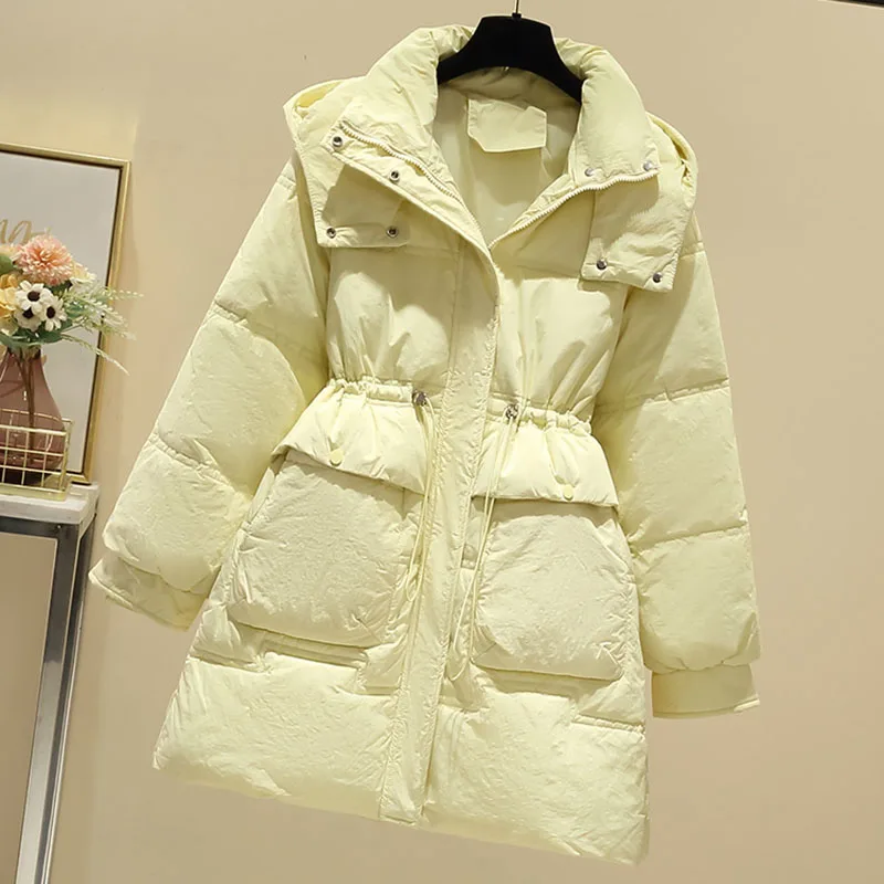 

New Women Down Cotton Coat Winter Jacket Long Hooded Parker Overcoat Female Casual Quilted Jacket Cold Warm Cotton Clothes Black