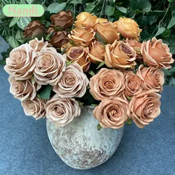 9 Heads Rose Bouquet Artificial Flower Wedding Rose Decor Scene Display Floral Gift Pink White Camellia