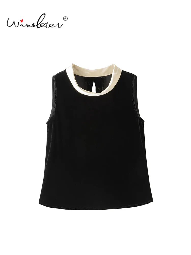 Winsleter-Silk Velvet Elegant Vest, O Neck Sleeveless, Women Hepburn Style Retro Commute Loose Vest, 2026 Autumn New T68501CC