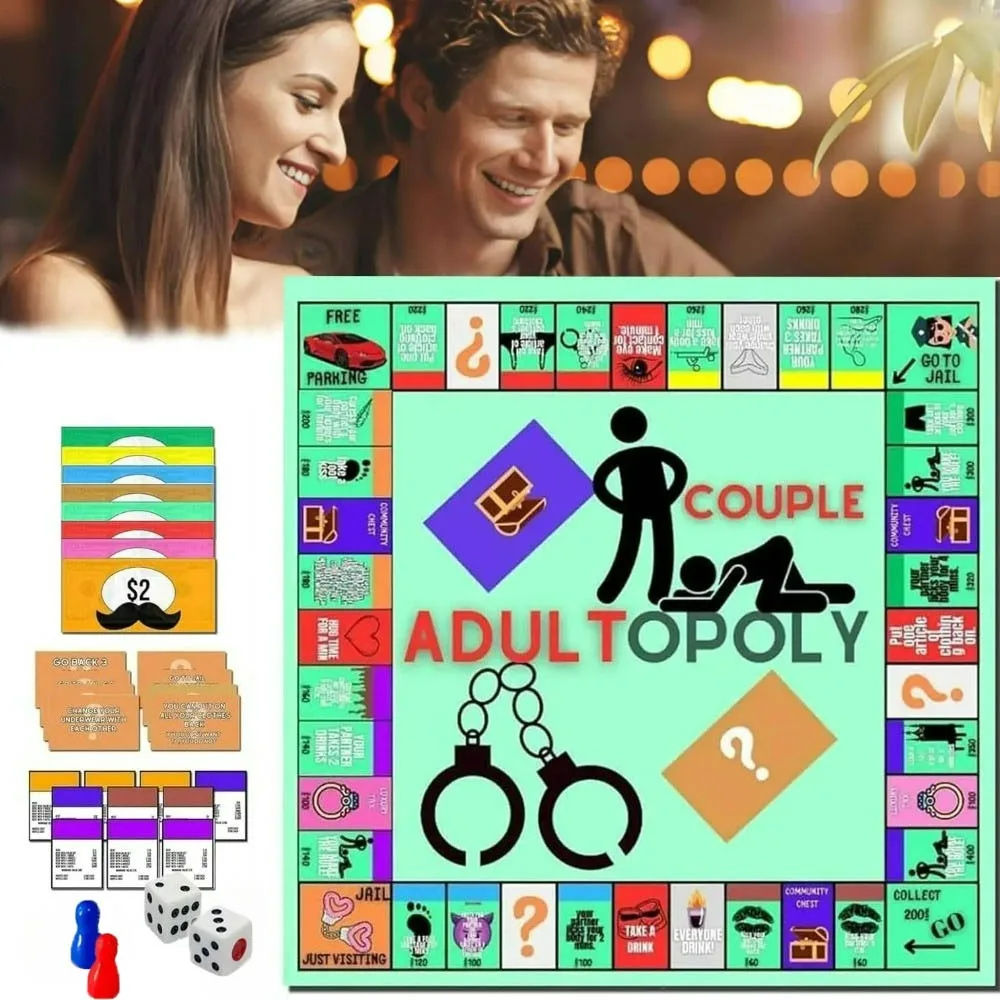 

Adultopoly Board Game Couples Adultopoly Date Night Game Fun Interactive Relationship Card Game Conversation Cards For Couples