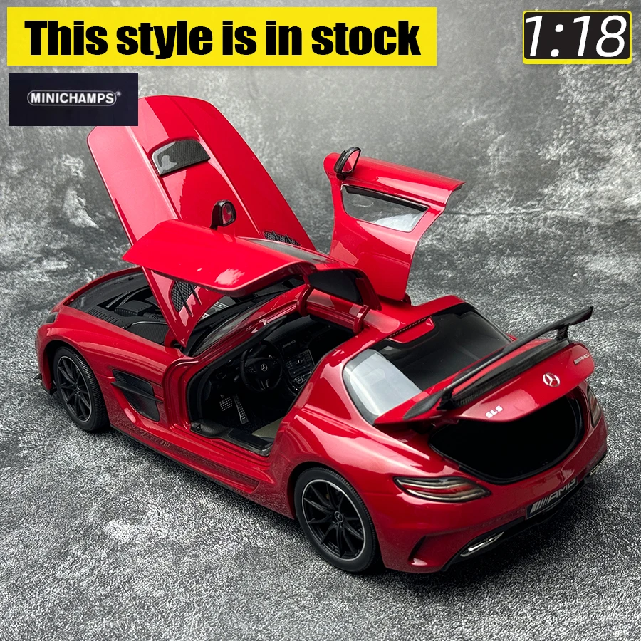 Minichamps 1:18 FOR Benz AMG SLS Gull Wing Gate Sports car metal Car model Holiday gift Static ornament