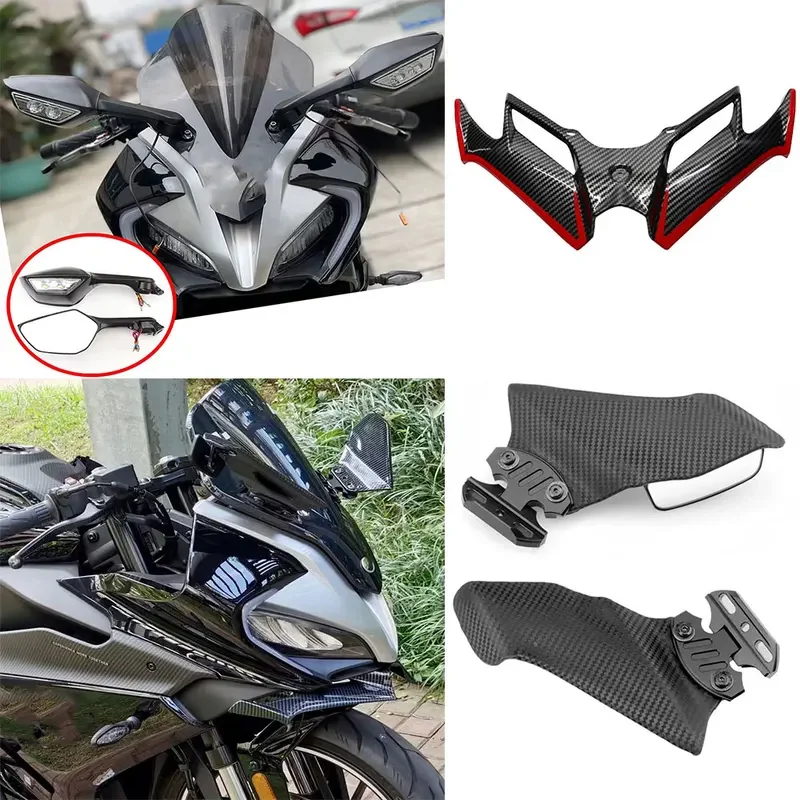 For CFMOTO 250SR 250 SR MY22 Motorcycle Side Mirrors Adjustable Rotating Rearview Front Fairing  Winglets Aerodynamic Wind Wing