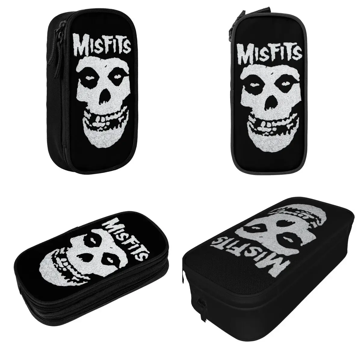 Misfits White Skull Pencil Cases Creative Music Pen Holder Bag for Student Large Storage School Supplies Zipper Pencilcases