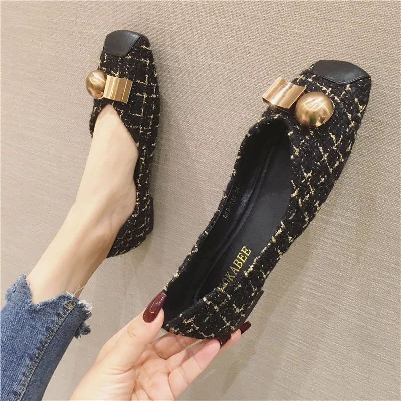 Big Size Women Flats Fashion Ballerina Woman Loafers Square Toe Slip on Fashion Flat Casual Shoes Woman Zapatos Mujer Size 45