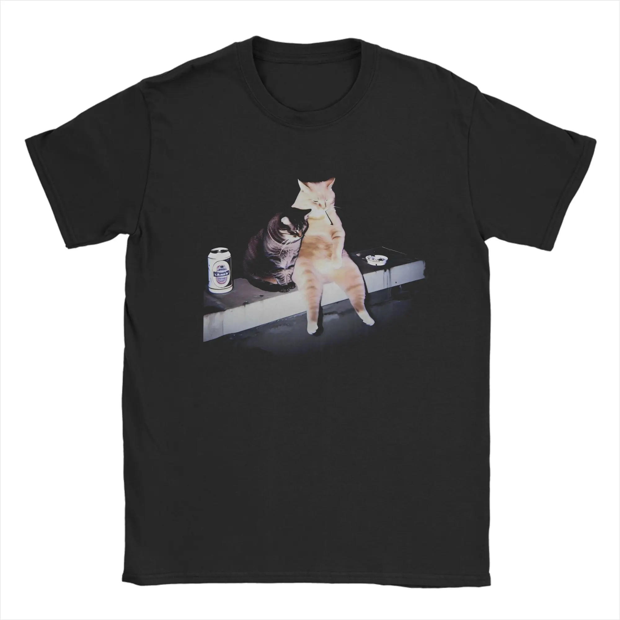 Rauchende Katze Meme T-Shirts Zigarette Stupid Brainrot Tops Fantastisches Kurzarm-T-Shirt mit O-Ausschnitt Geschenkidee T-Shirt Damenbekleidung