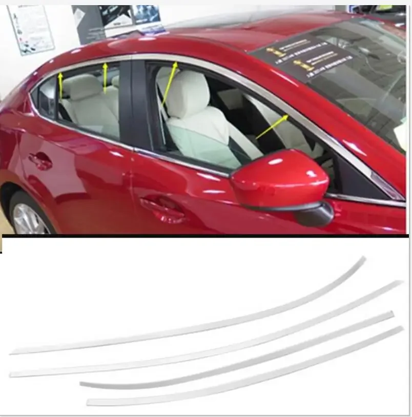 Embellecedor de cubierta de marco de ventana superior para Mazda 3, Axela M3, 2014, 2015, 2016, 2017, 2018, 4 puertas, 5 puertas, 4 unidades