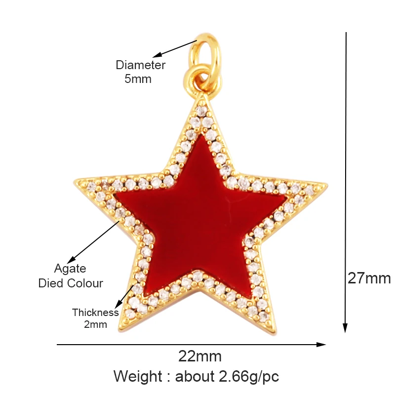 Trendy Sun Moon Star Shell 18K Gold Plated Charm Pendant,Inlaid Shining CZ Zirconia Jewelry Necklace Bracelet Making Supply M52