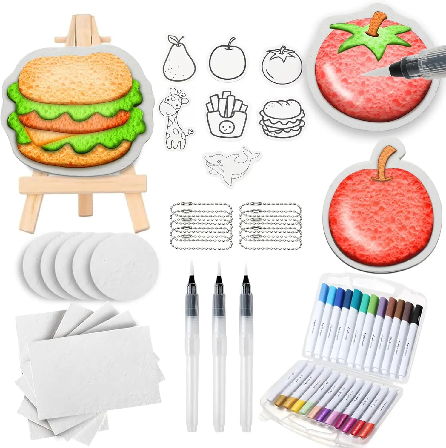 

55 Pcs Magic 3D Foam Texture Painting Kit - Includes 37 Pcs Foam Texture Paper, 24 Color Brush Tip Acrylic Paint Markers