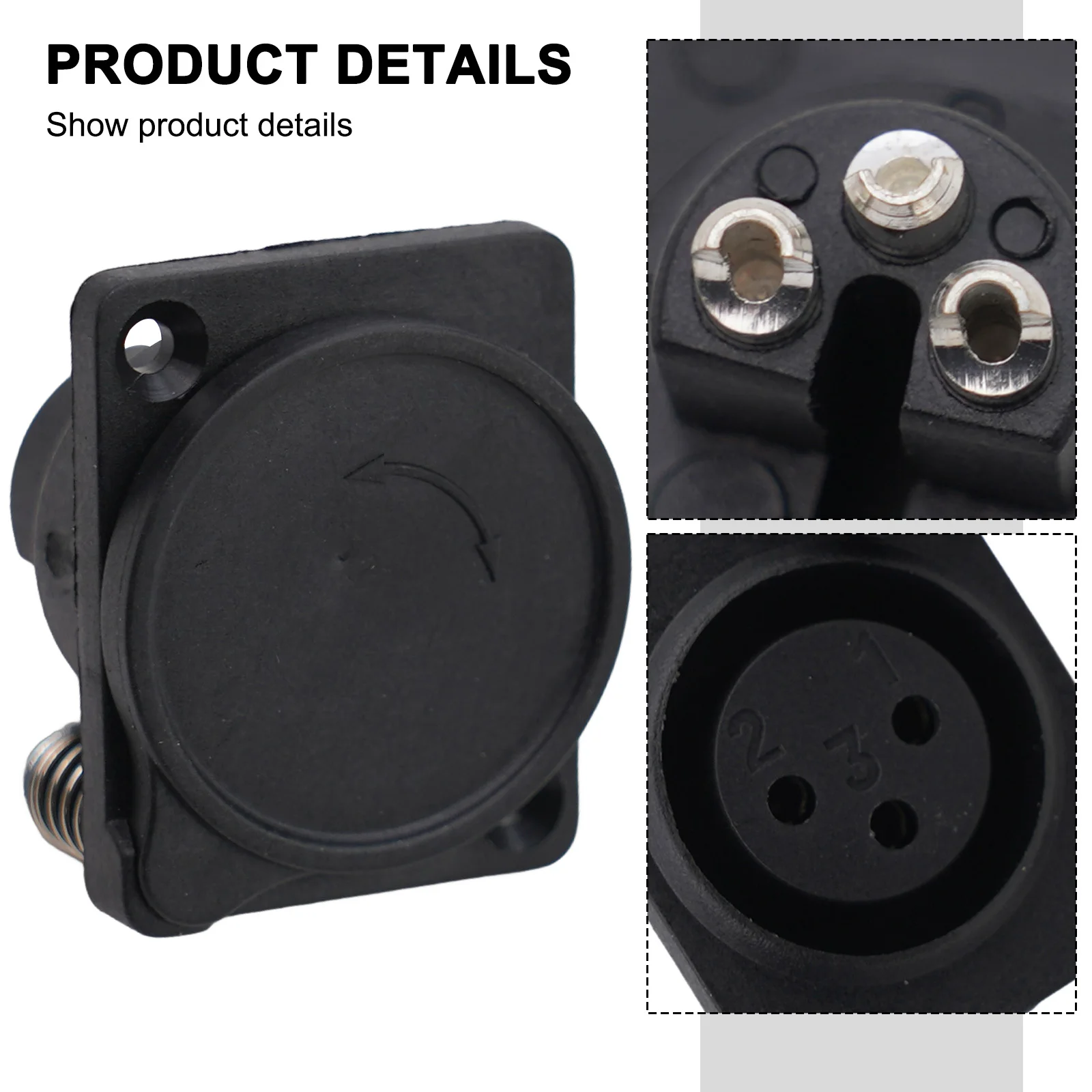 ABS Plastic Shell Auto Replacement Parts XLR 3-pin Socket 1pc Charging Port/socket Welding Wire Black For Audio Mobility Scooter