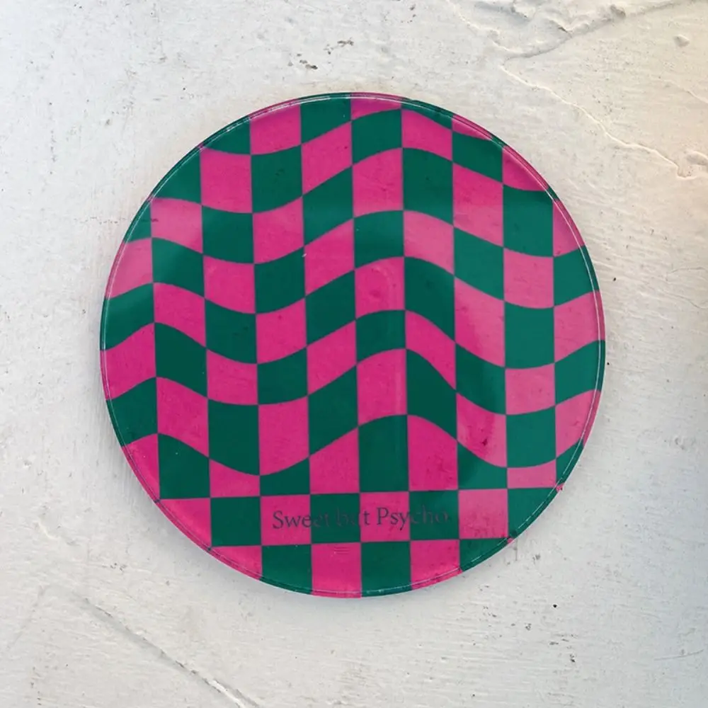 Waterproof Checkerboard Acrylic Coaster Heat Insulation Plaid Retro Cup Mat Thick Tabletop Protection Simple Bowl Pad Home