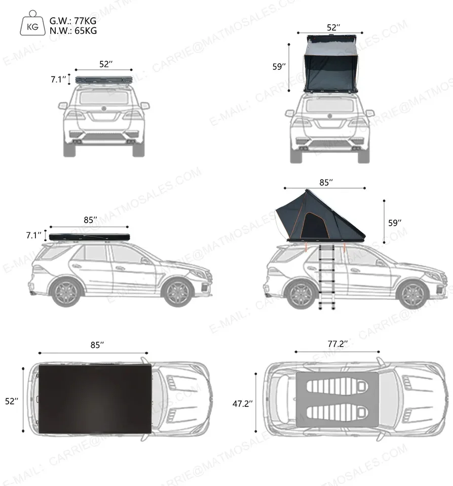 New Style Automatic Hard Car Top Roof Tent Camping Canvas Hardshell Roof Top Tent