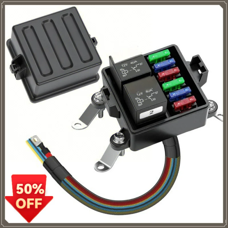 12V 24V 6 Pre-wired waterproof fuse relay box 2 Relay Automotive Fuse Holder Kit