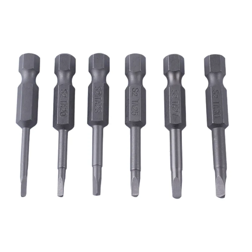 6Pcs 50mm Length Triangle Screwdriver Bits Alloy Steel 6.35mm Hex Shank Screwdriver Bits Hand Tools TA1.8/2.0/2.3/2.5/2.7/3.0 Mm