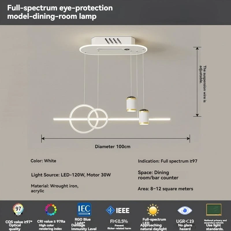 Volledig spectrum oogbescherming, nieuw design, eenvoudige en moderne bladelloze ventilatorlamp, plafondlamp, woonkamer, slaapkamer, studeerkamer