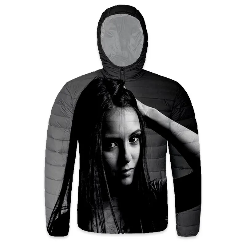 

New Fashion 3D Printed Nina Dobrev- Elena Gilbert Zipper Down-filled Coat Hooded Sweatshirts Harajuku Hoody Tops Clothing