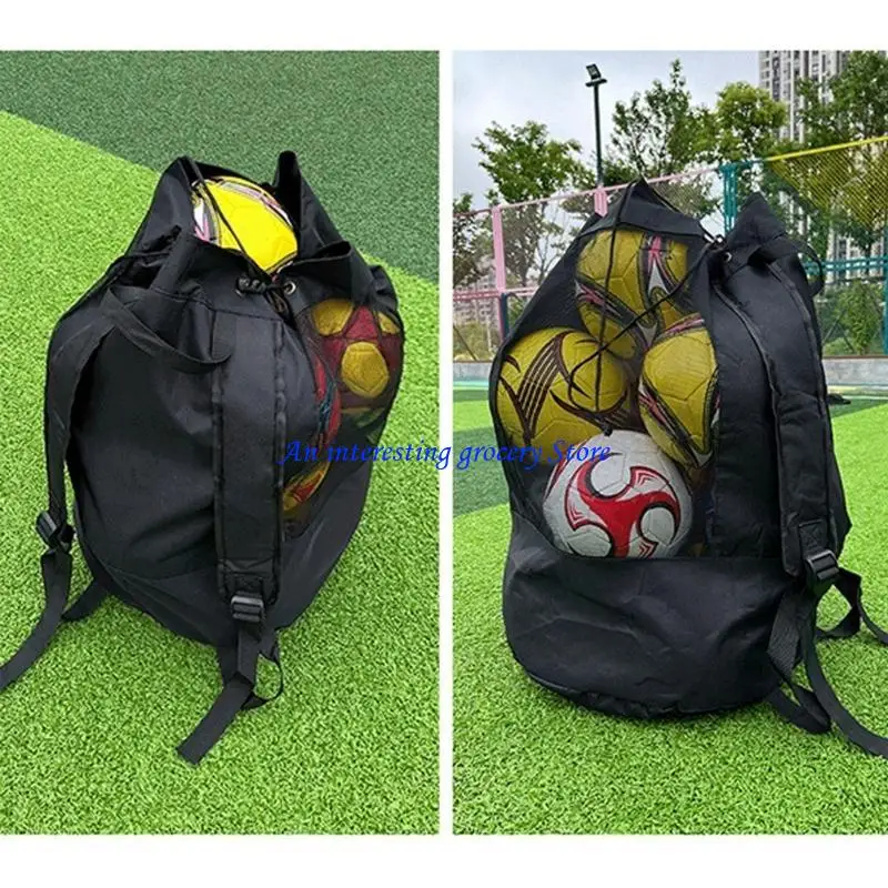 JU17 Drawstring Mesh Bag for Balls Waterproof Storage Bag for Football Basketball Training Equipment Bag with Shoulder Strap