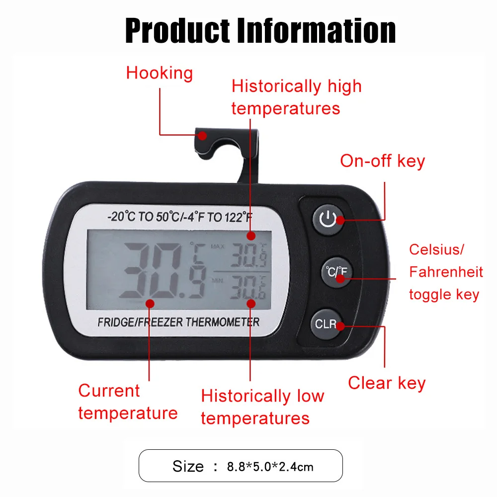 Termometro digitale LCD termometro da appendere a parete per frigorifero-20 ~ 50 gradi misuratore di temperatura digitale per uso domestico Wireless