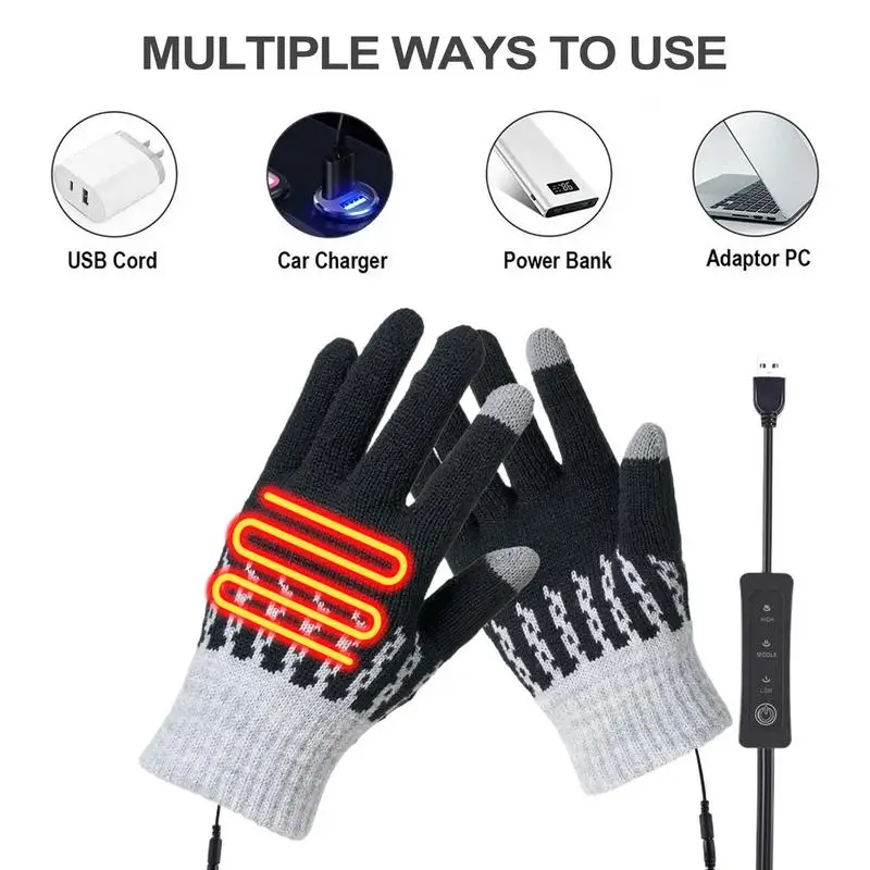 

Heated Gloves For Women USB Heating Gloves For Cycling 3 Levels Adjustable Cold Weather Gloves Removable Heated Snowboard Gloves